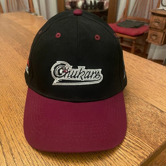 Men's Idaho Falls Chukars Black/Maroon Hook and Loop Baseball Hat Cap - Picture 2 of 10